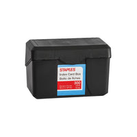 Staples Index Card Box - 3" x 5" - Black-Lid folds down flat to display cards