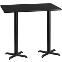 Flash Furniture 30" x 60" Rectangular Black Laminate Table Top with 22" x 22" Bar Height Table Bases-Bar Height Hospitality Table