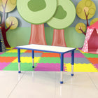 Flash Furniture 23.625"W x 47.25"L Rectangular Blue Plastic Height Adjustable Activity Table with Grey Top-1" Thick Laminate Grey Table Top