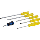 Gray Tools 6 Piece Slotted Screwdriver Set, 1-1/2", 4", 6", 8", 10", 4" Cabinet-Contains: Slotted .031 X 1/4" Tip (1-1/2" Blade Length), Slotted .05 X 3/8" Tip 10" (Blade Length), .035 X 1/4" Tip 4" (Blade Length), .042 X 5/16" Tip (6" Blade Length), .05 X 3/8" Tip (8" Blade Length), and .028 X 3/16" Tip (4" Blade Length).