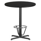 Flash Furniture Laminate 36" X-Base Round Table, Black (XURD30NTT22B3F)-Bar Height Hospitality Table