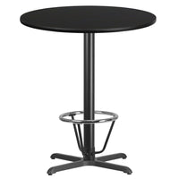 Flash Furniture Laminate 36" X-Base Round Table, Black (XURD30NTT22B3F)-Bar Height Hospitality Table