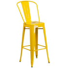 24'' Round Yellow Metal Indoor-Outdoor Bar Table Set with 2 Cafe Barstools [CH-51080BH-2-30CAFE-YL-GG]-4