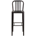Flash Furniture Commercial Grade 30" High Black-Antique Gold Metal Indoor-Outdoor Barstool with Vertical Slat Back - 2 Pack-Set of 2 Industrial Modern Bar Stools