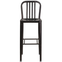 Flash Furniture Commercial Grade 30" High Black-Antique Gold Metal Indoor-Outdoor Barstool with Vertical Slat Back - 2 Pack-Set of 2 Industrial Modern Bar Stools