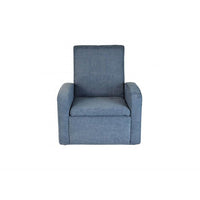 Uncaged Ergonomics STASH Upholstered Folding Kids Chair w/ Built in Storage, Ottoman Conversion, Blue-Blue Fabric