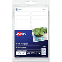 Avery Multi-Purpose Removable Labels, 1/2" x 1-3/4", 400 Pack (2312)-Removable