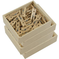 JAM Paper Wood Clothing Pin Clips, Small 7/8, Natural Brown, 4 Packs of 50, 200 Total (3230717359g)-Natural