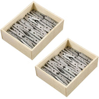JAM Paper Wood Clothing Pin Clips, Medium, 1 1/8, Silver, 2 Packs of 50, 100 Total (230731035g)-32mm Binder Clip