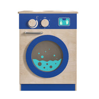 Flash Furniture Bright Beginnings Commercial Grade Wooden Kid's Washing Machine with Integrated Storage and Turning Knobs-Commercial Grade Wooden Washing Machine for Kids