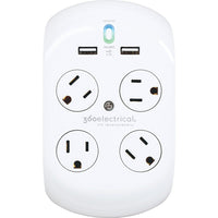 360 Electrical Revolve+ 4-Outlet 918 Joule Surge Protector with Dual USB Charging Ports-Unlimited clockwise/counter clockwise outlet rotation