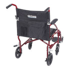Drive Medical Fly Lite Ultra Lightweight Transport Wheelchair, Burgundy-Aluminum frame is lightweight and strong