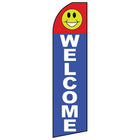 Swooper Message Banner Kit With Pole & Ground Spike, Welcome-Banner is approximately 32" wide and 132" tall, however once fully assembled, pole reaches 16' above ground!