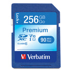 Verbatim 256GB Premium SDXC Memory Card -  UHS-I V10 U1 Class 10-V10 video speed class - supports Full HD (1080p) recording