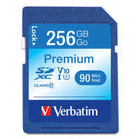 Verbatim 256GB Premium SDXC Memory Card -  UHS-I V10 U1 Class 10-V10 video speed class - supports Full HD (1080p) recording