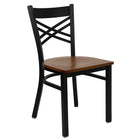 Flash Furniture HERCULES Series Black "X" Back Metal Restaurant Chair - Cherry Wood Seat-500 lb. Weight Capacity