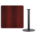 Flash Furniture 42'' Square Laminate Table Top, Mahogany with 24'' Round Bar-Height Table Base (XUMA4242TR24B)-Mahogany Laminate Top