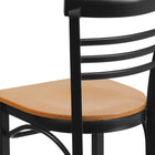 Flash Furniture HERCULES Series Black Three-Slat Ladder Back Metal Restaurant Chair - Natural Wood Seat-Welded Joint Assembly