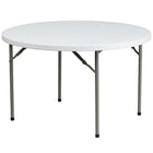 Flash Furniture 48"Dia Granite Plastic Folding Table - Round - White-Ready To Use Commercial Table
