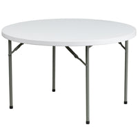 Flash Furniture 48"Dia Granite Plastic Folding Table - Round - White-Ready To Use Commercial Table