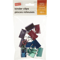 Staples SoftGrip Binder Clips - Medium 1-1/4" - Assorted Metallic Colours - 10 Pack-Rubberized grip
