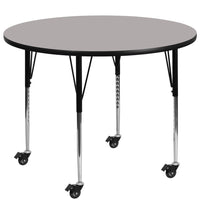 Flash Furniture Mobile 48" Round Grey HP Laminate Activity Table - Standard Height Adjustable Legs-Popular Round Activity Table
