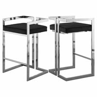 Plata Decor Harvey Stools - Chrome/Black - 2 Pack-Counter stool