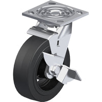 Blickle Rubber Caster, Wheel Diameter: 6" (152 Mm), Caster Type: Swivel w/Brake (CA-4560160)-Wheel Diameter: 6" (152 mm)