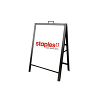 Futech Aframe006 Metal A-Frame Sidewalk Sign Holder, 18"W x 24"H Insert Size, Black-
Frame size: 18"W x 24"H, Total height Including handle: 28"H