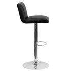 Flash Furniture Contemporary Black Vinyl Adjustable Height Barstool with Vertical Stitch Back/Seat & Chrome Base-Black Vinyl Upholstery