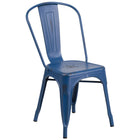 Flash Furniture Distressed Antique Blue Metal Indoor-Outdoor Stackable Chair-500 lb. Weight Capacity