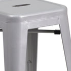 Flash Furniture Commercial Grade 24" High Backless Silver Metal Indoor-Outdoor Counter Height Stool with Square Seat-Stack Quantity: 4-8