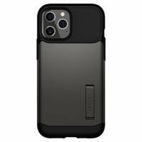 Spigen Slim Armor Case for iPhone 12 Pro Max - Gun Metal-Dual layered TPU case and a polycarbonate hard case provides shock protection.