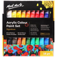 Mont Marte Signature Acrylic Paint Set - 36ml - 18 Assorted Colours-Bright colours