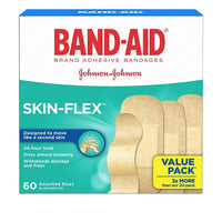 BAND-AID Skin-Flex Adhesive Bandages, Assorted Sizes, 60 Pack-Flexible bandage covers and protects cuts and scrapes, designed to move like a second skin.