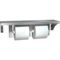 ASI Double Roll Bathroom Tissue Dispenser/Holder with Shelf, Stainless Steel-Toilet paper holder with shelf holds two 1500 sheet toilet tissue rolls