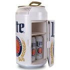 Miller Lite 8 Can Portable Mini Fridge with 5.4 L Cooler - White-Convenient pull-tab carry handle folds away when not in use