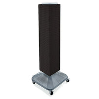 Azar Displays 40" x 8" x 8" 4-Sided Interlocking Pegboard Display Tower with Square Base, Black (703388-BLK)-Revolves on a square wheeled base