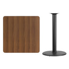 Flash Furniture 36'' Square Laminate Table Top, Walnut with 24'' Round Bar-Height Table Base (XUWA3636TR24B)-Walnut Laminate Top