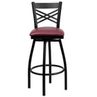 Flash Furniture HERCULES Series Black "X" Back Swivel Metal Barstool - Burgundy-Metal Barstool