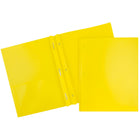 JAM Paper Plastic POP Two Pocket Clasp School Folders with Prong Clip Fasteners, Yellow, 96 Pack (382ECYED)-Yellow