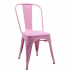 Plata Import Tolix Armless Metal Chairs - Pink - 2 Pack-High back
