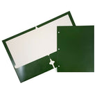 JAM Paper 2-Pocket Laminated Glossy 3 Hole Punched School Folders, Green, 100 Pack (385GHPgrb)-Green