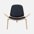 Nicer Furniture Wegner Shell Chair - Natural Black-Strong base and legs, pre-assembled one piece.