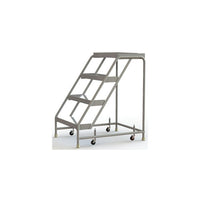 Tri-Arc Manufacturing Aluminum Rolling Ladder, Step Width: 24", Step Type: Ribbed, No. of Steps: 4 (WLAR004244)-No. of Steps: 4