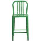Flash Furniture 24" High Green Metal Indoor-Outdoor Counter Height Stool with Vertical Slat Back-Industrial Style Modern Counter Stool