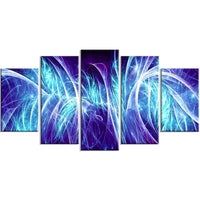 Designart Blue Electricity 5-Panel Modern Canvas Art Print, (PT3084-373)-Print