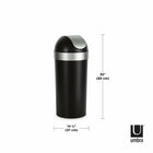 Umbra Venti Trash Can with Swing Top Lid - Black/Nickel - 16-Gallon (62 L) Capacity-Durable & Easy to Maintain: Venti is made of durable, stable, and easy-to-maintain polypropylene; Just wipe it down with a damp cloth