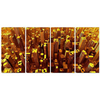Designart Golden City from the Sky 4-Panel Modern Canvas Art Print, (PT3077-271)-Print