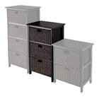Winsome Omaha Storage Rack with 3 Foldable Baskets, Black-Includes 3 foldable baskets made from corn husk in chocolate colour